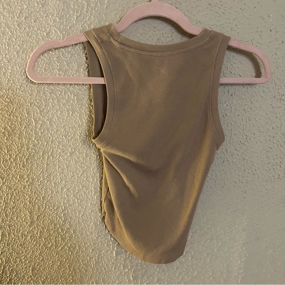 American Eagle Outfitters Tan Ribbed Butterfly Cropped Tank Top Size XS Y2K - Picture 3 of 5